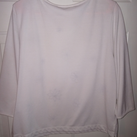 Drapers & Damon's White Shirt with Stitched in  Black Flowers Size Large - Picture 6 of 6